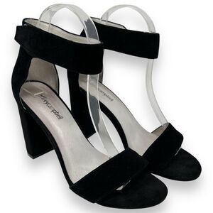 Jeffrey Campbell Lindsay Black Suede Block Heels Women's 7.5 Ankle Strap